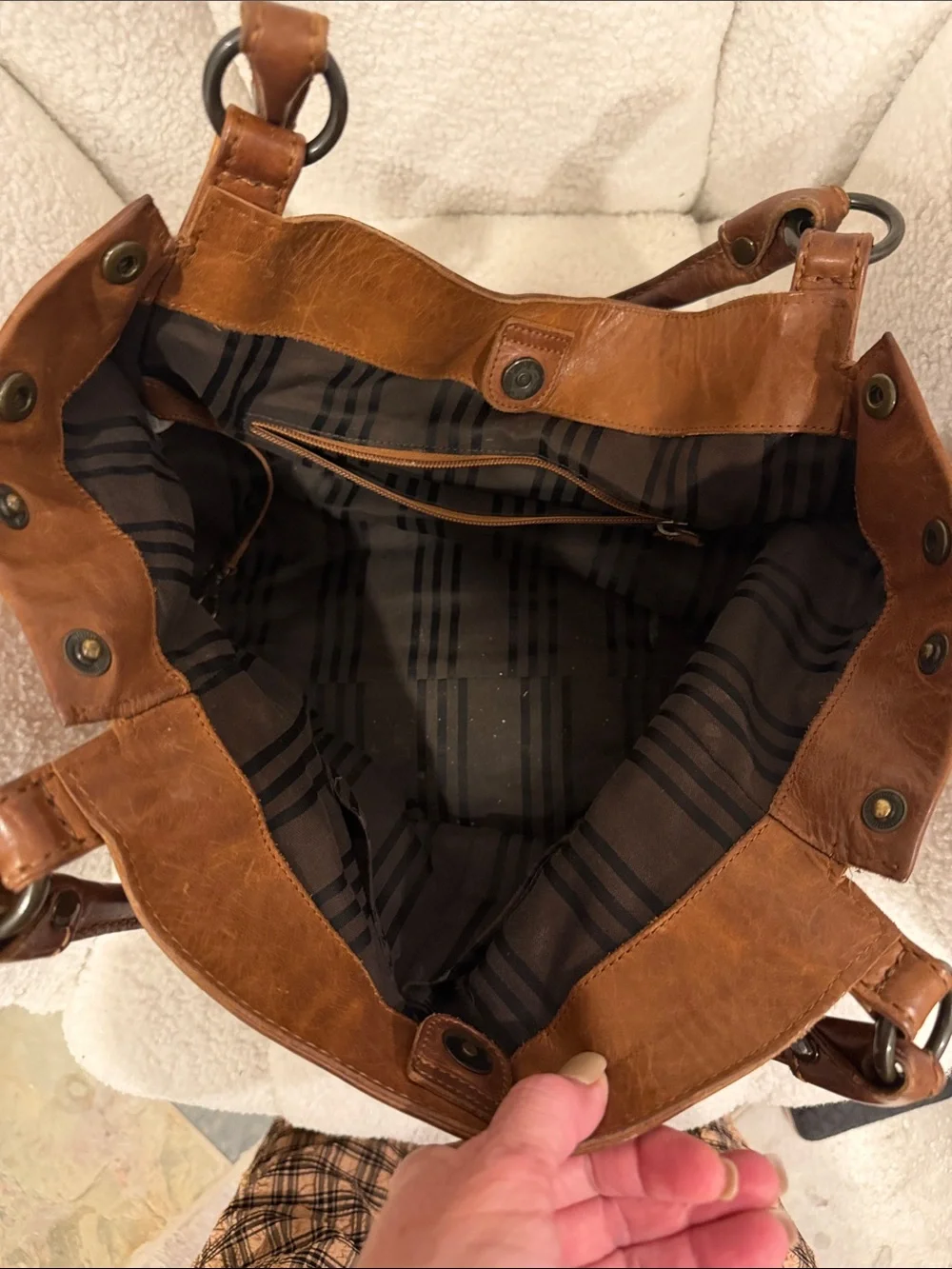 Frye Cognac Brown Leather Hobo Tote